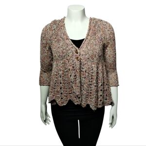 Free People Babydoll Empire Waist 2 Button Distressed Cardigan Feminine size‎ XS